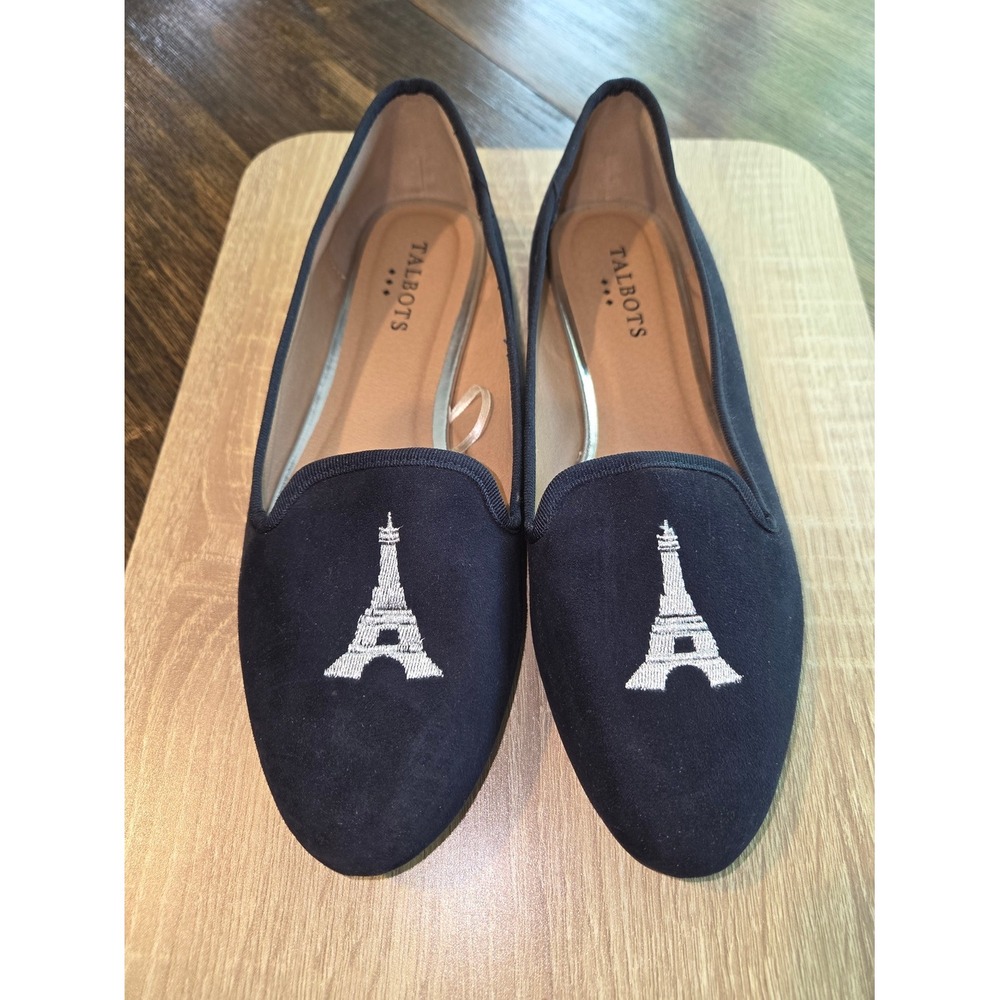 Talbots Women's Navy Embroidered Eiffel Tower Loafers